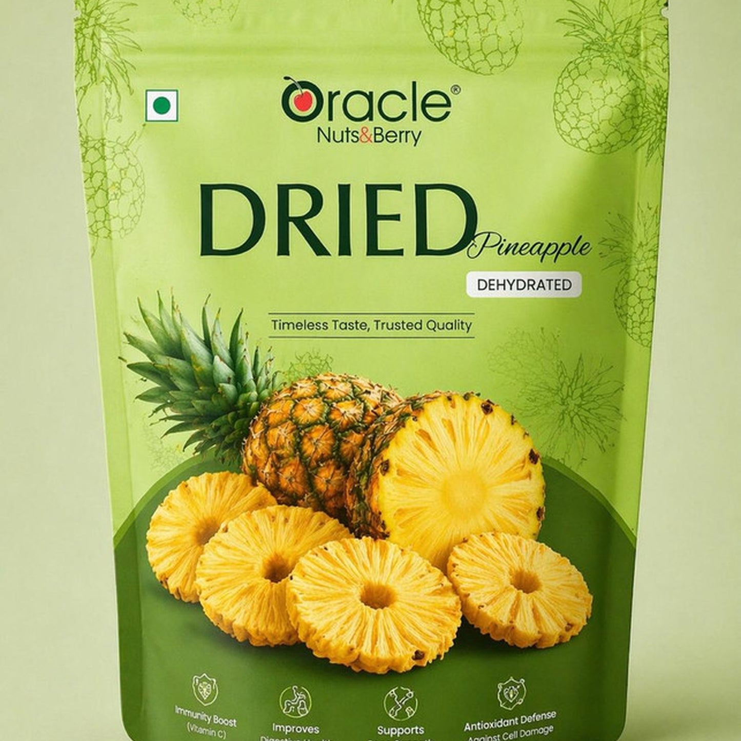 Tropical dried pineapple slices in a serving bowl