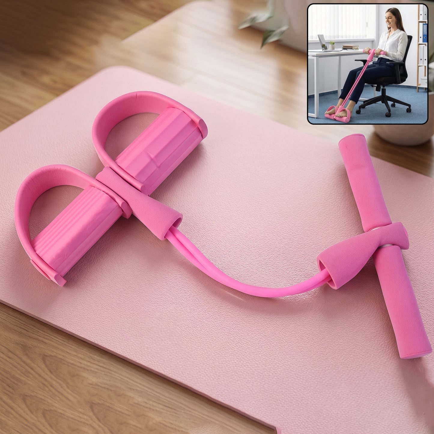 Elastic Sit-Up Pull Rope Resistance Exerciser with Foot Pedal