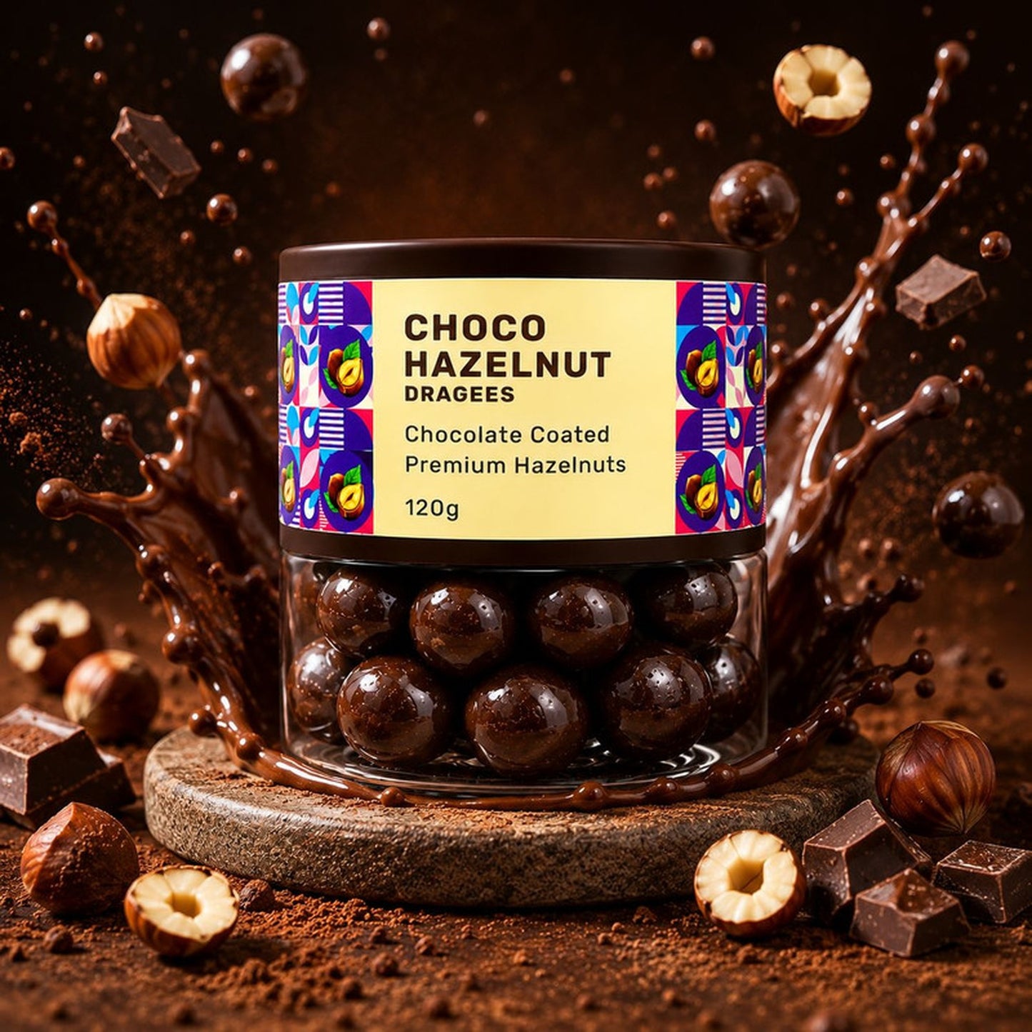 Oracle Choco Hazelnut Dragees, Smooth Chocolate-Coated Crunchy Hazelnut Treat 120g
