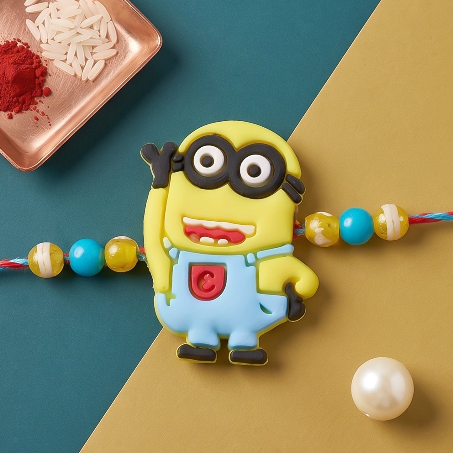 Cartoon Character Kids Rakhi with Playful Beaded Detailing Work (5pcs)