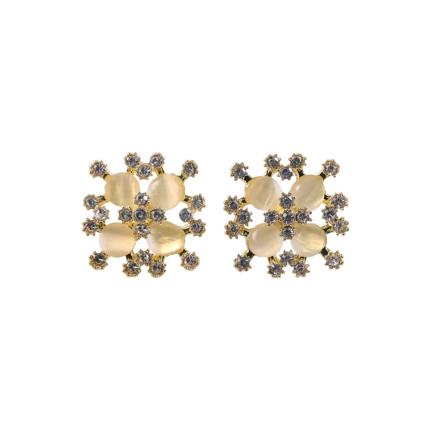 Elegant Floral Crystal Stud Earrings for Women And Girls