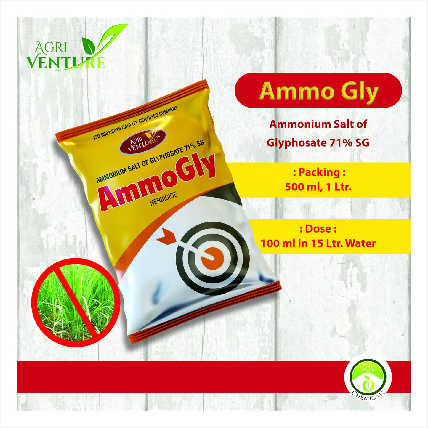 AGRIVENTURE AMMOGLY (Ammonium Salt of Glyphosote 71 % SG) Herbicide for the control of annual perennial, broadleaf and grassy weeds