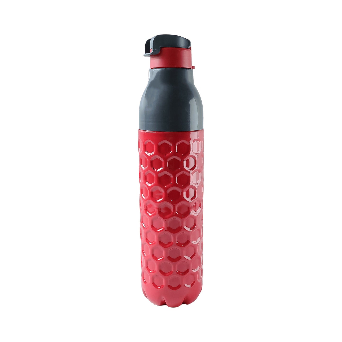 NG insulated water bottle standing on a gym floor