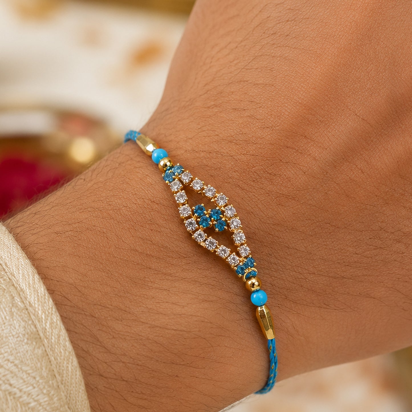 Elongated Diamond AD Stone Rakhi for Raksha Bandhan (Pack of 6)