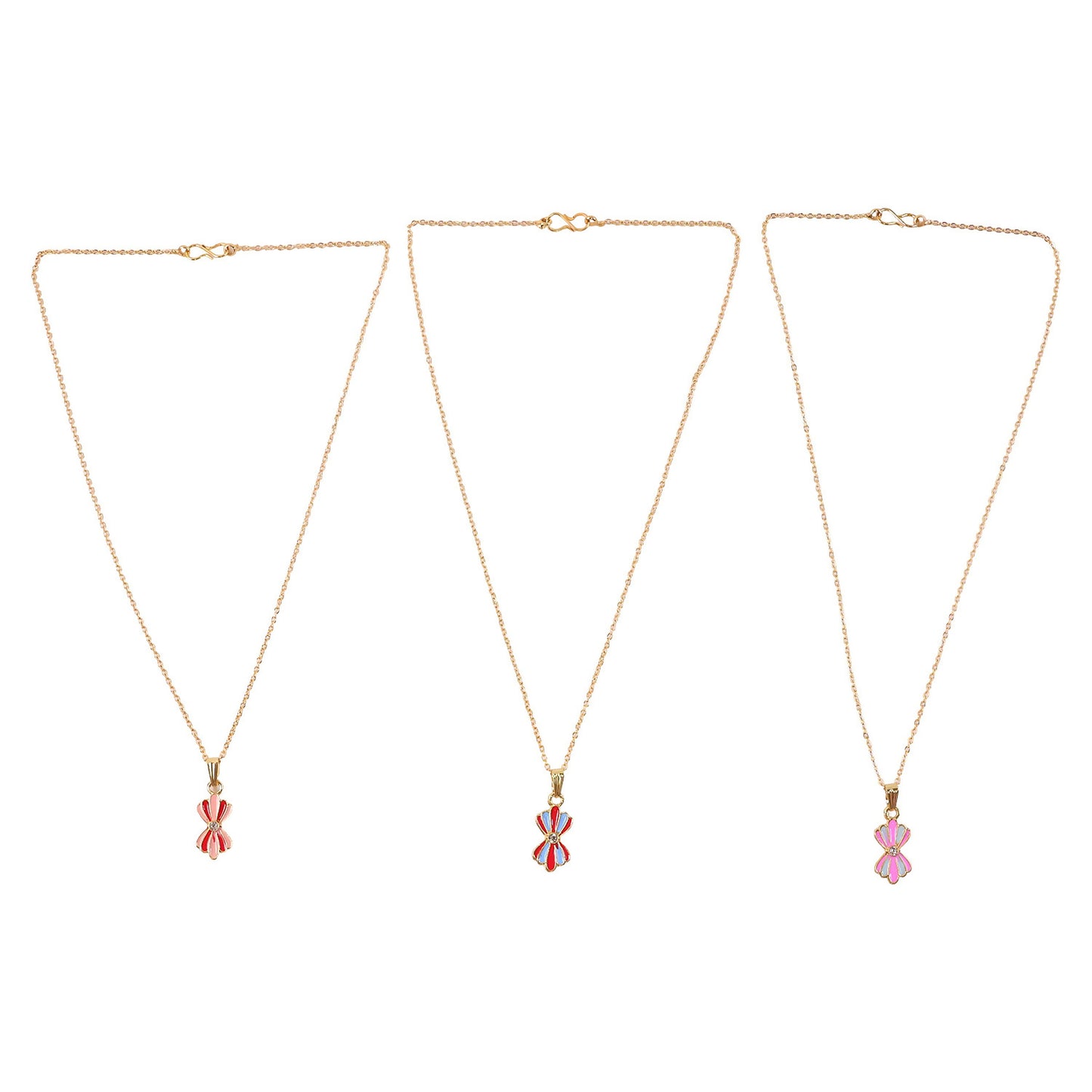 Colorful Enamel Flower Pendant Necklace on Gold Chain