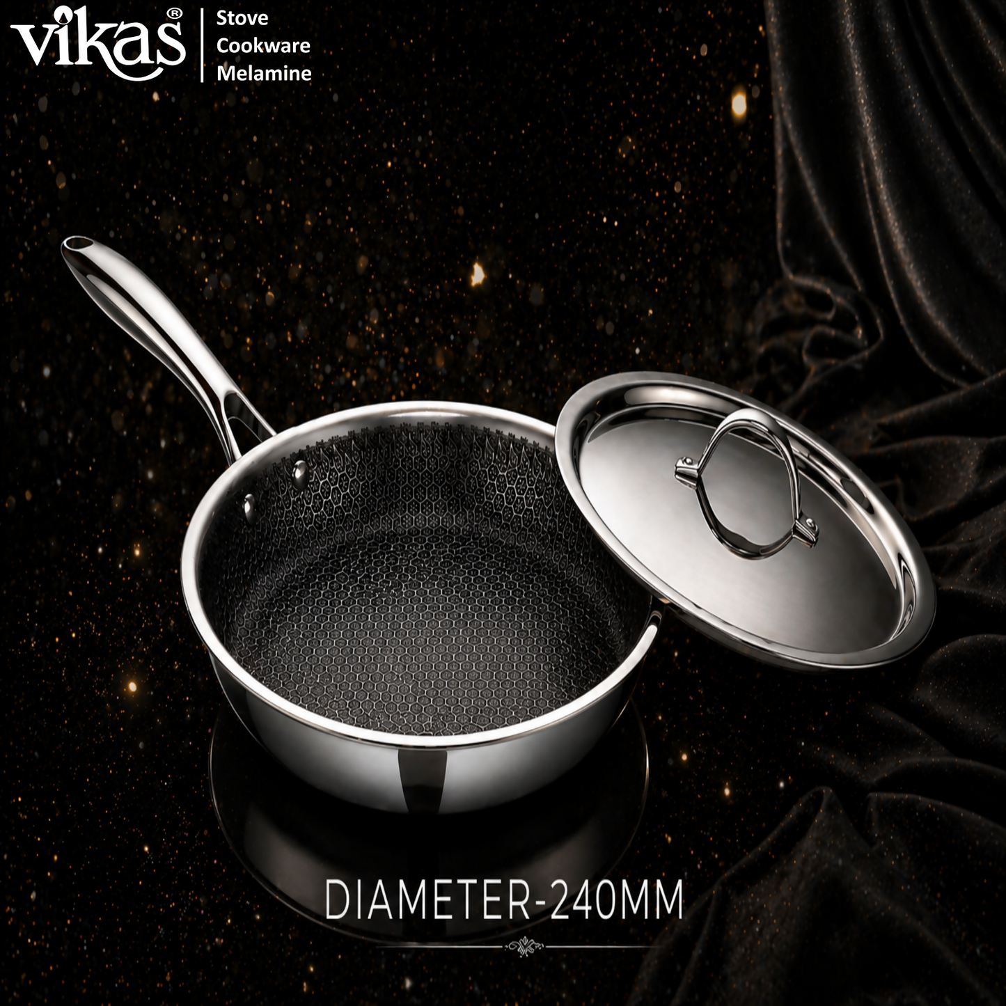 Vikas Honeycomb Frypan 240mm with stainless steel lid