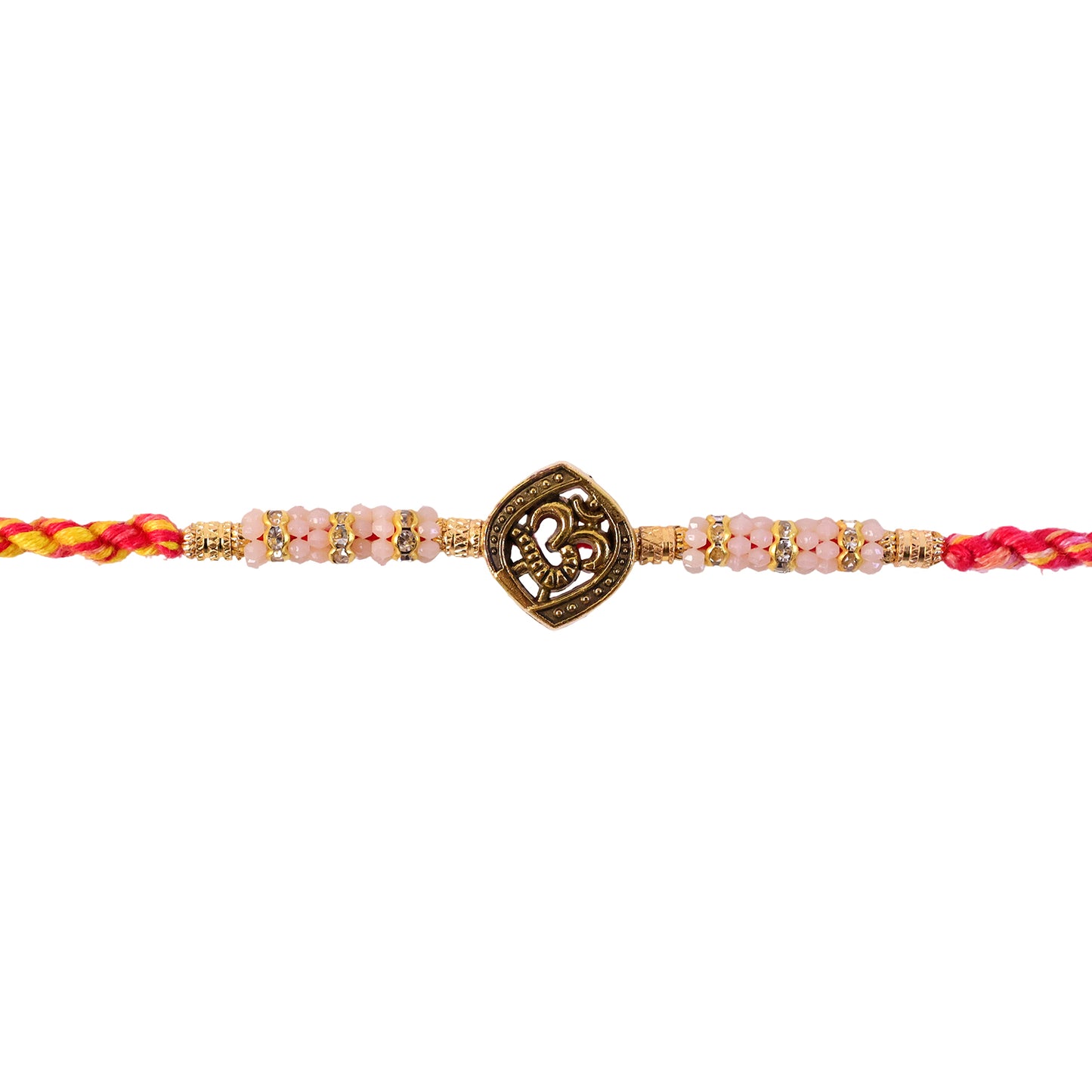 Silver Tone Designer Rakhi with Pastel Beads and Elegant Bracelet Style Finish