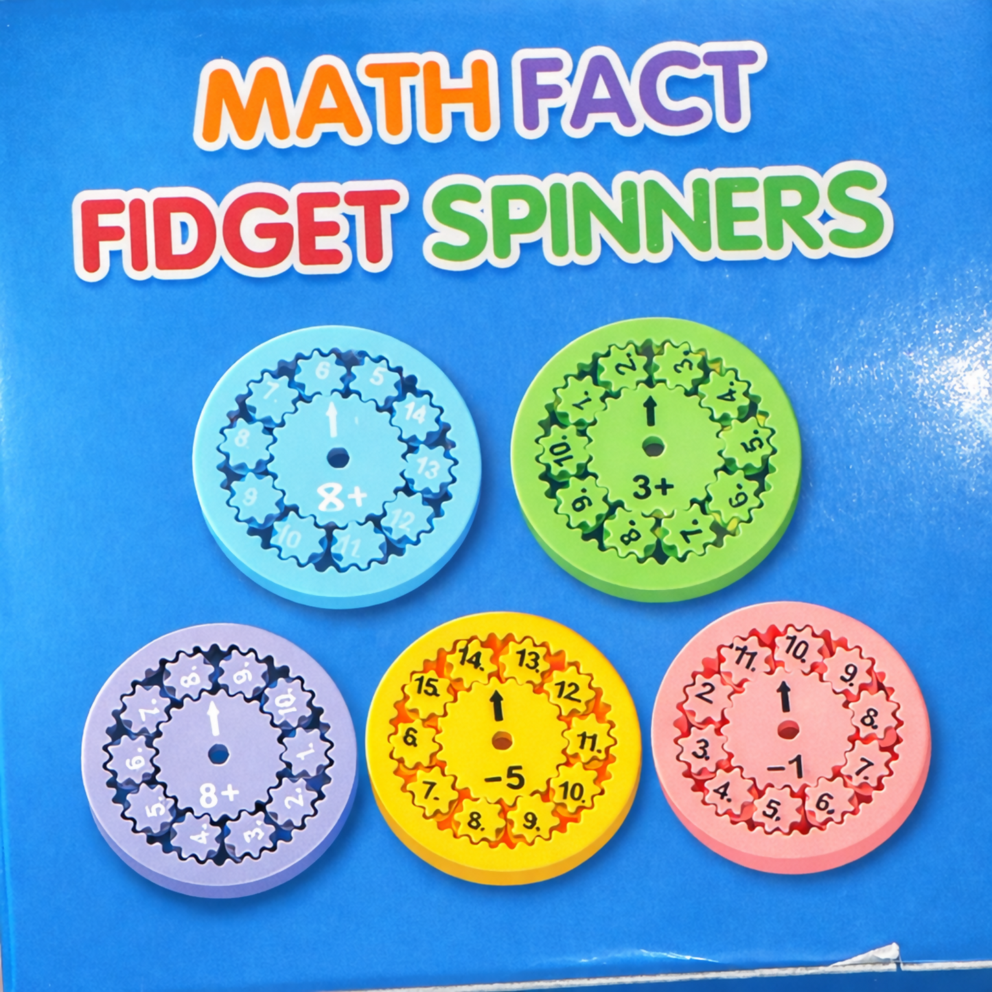 Math Fact Fidget Spinners for Kids | Educational Addition and Subtraction Learning Toy (9 PC)