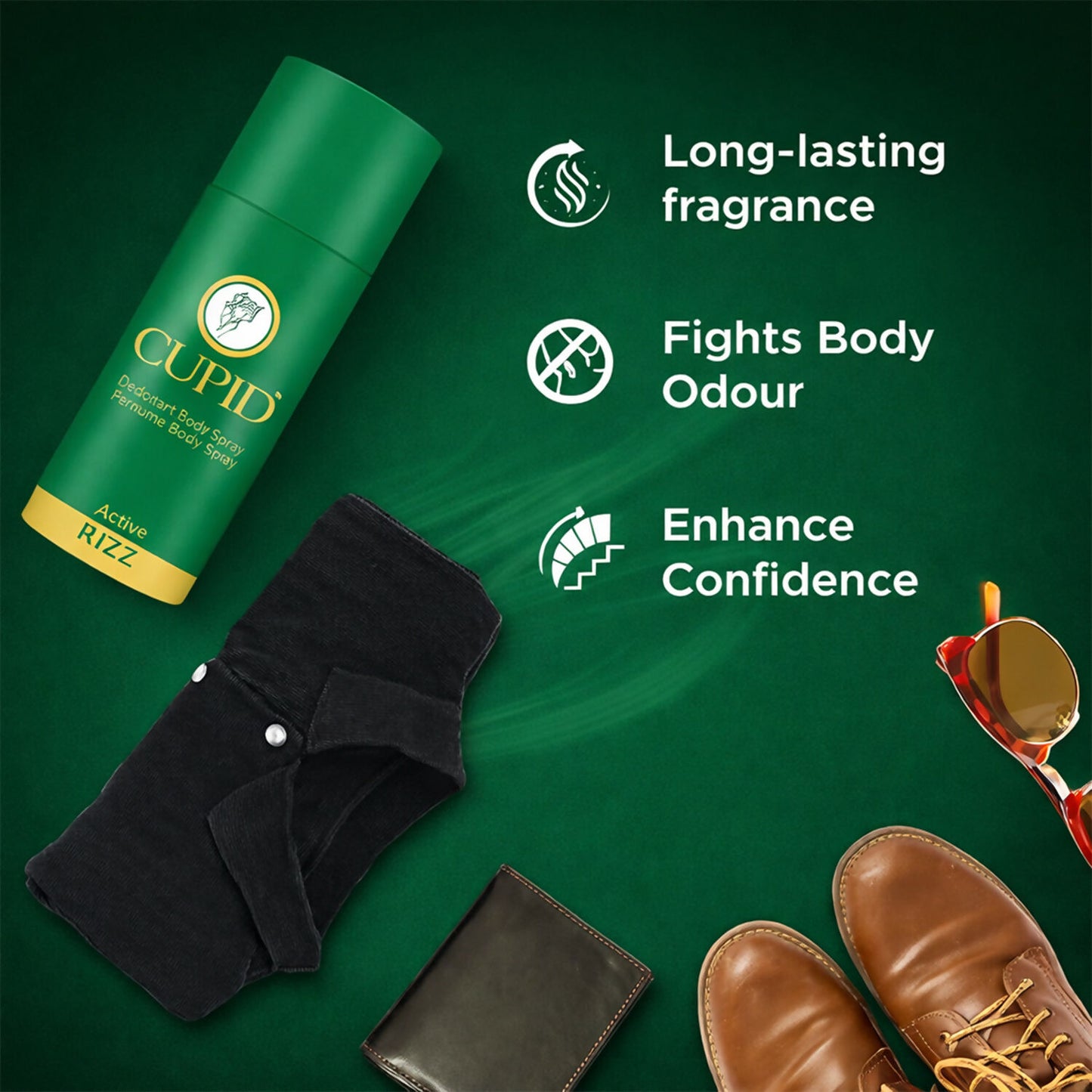 CUPID Deodorant Body Spray - RIZZ Active Fragrance for Men (150 ml)