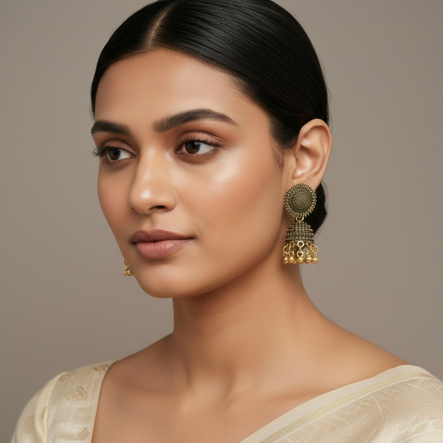Traditional Gold Finish Jhumka Earrings