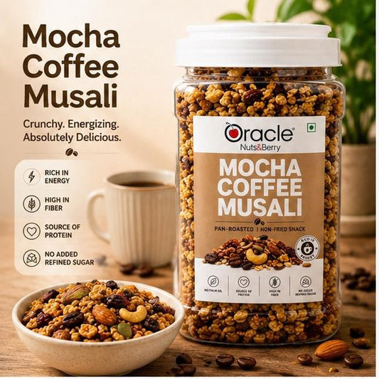 Oracle Mocha Coffee Muesli, Crunchy Wholegrain Coffee Healthy Breakfast Cereal 350g