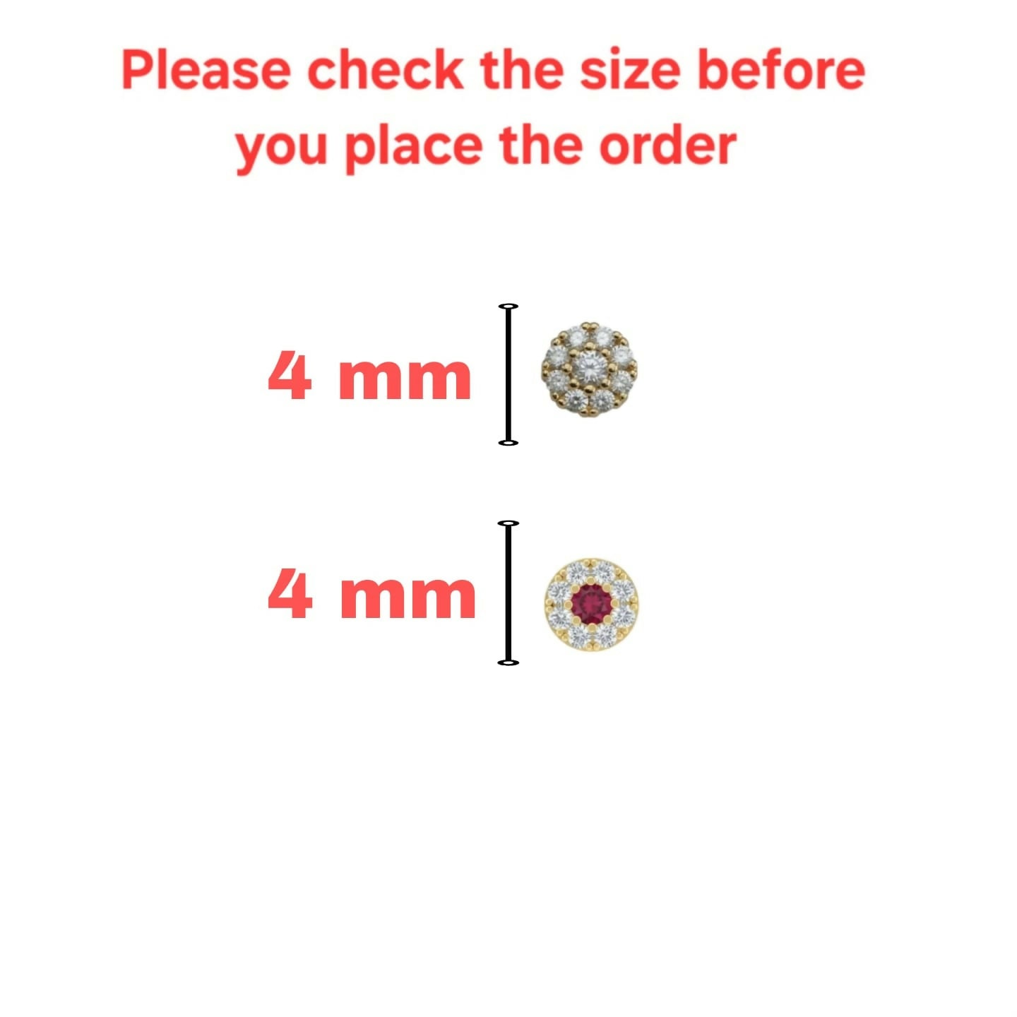 Combo pack of two gold plated ruby floral halo nosepin studs for women and girls