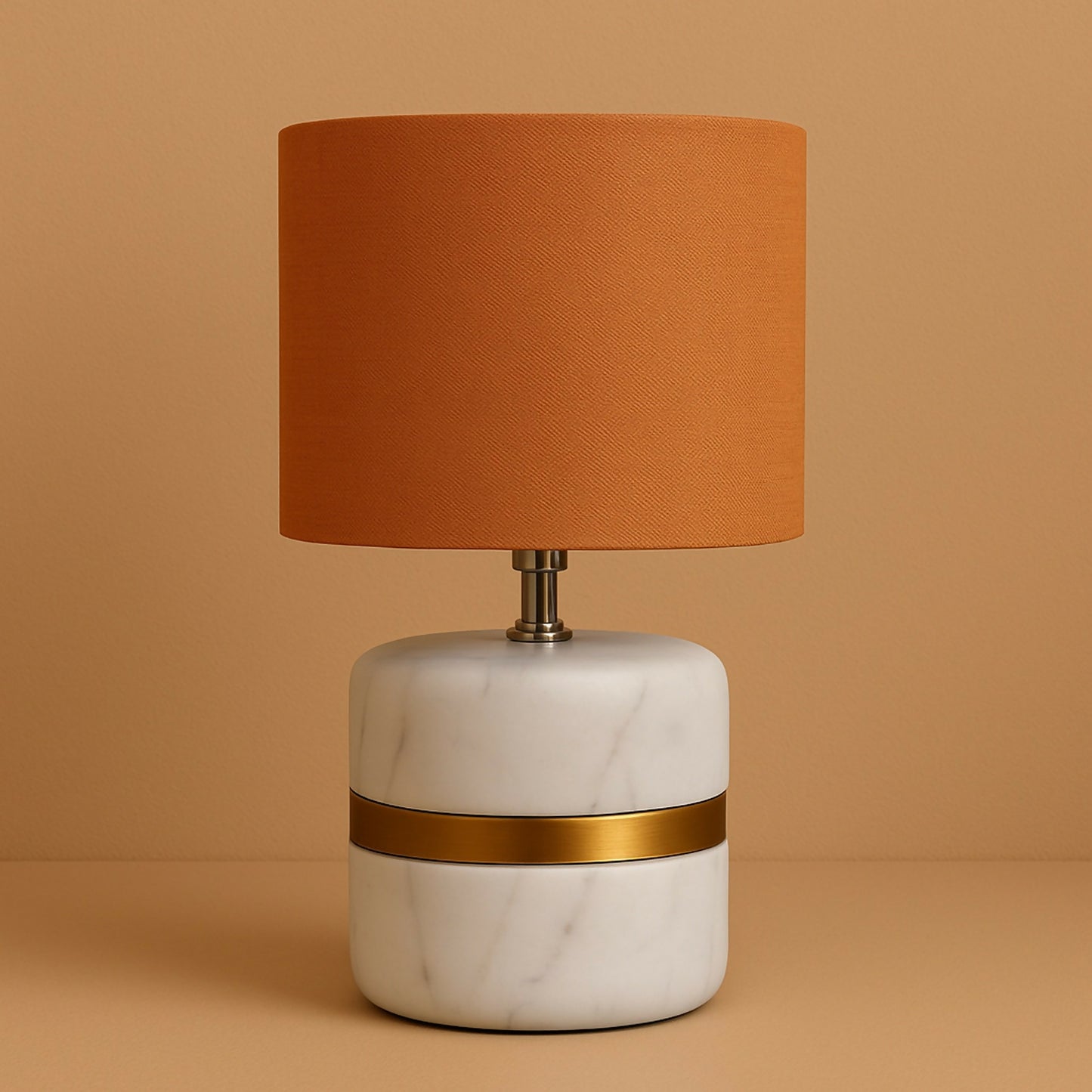 Luxury Marble Base Table Lamp with Warm Fabric Shade | Modern Decorative Bedside & Living Room Lamp | Golden Accent Night Lamp