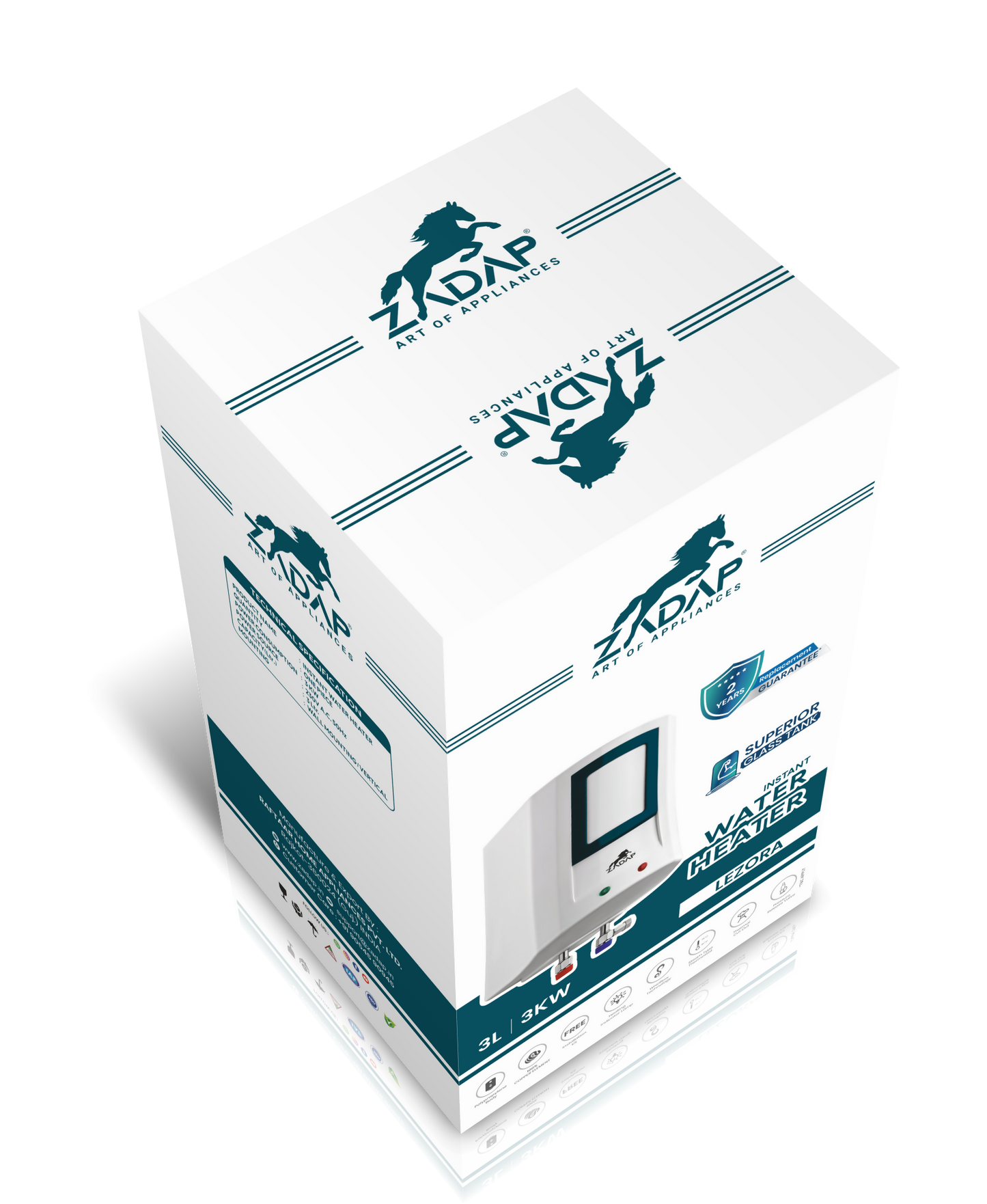 ZADAP 3kW Instant Geyser 4 Way Safety (3L)