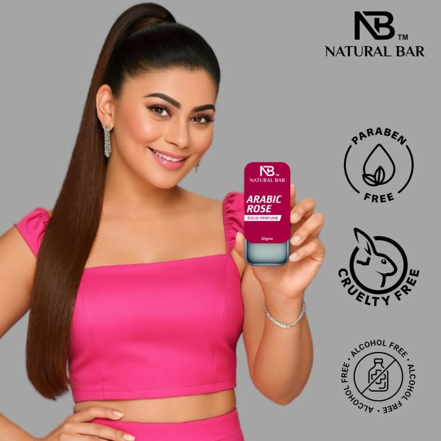 Natural Bar Arabic Rose Solid Perfume| Alcohol Free Cologne for Men & Women | Strong & Lasting Fragrance | Gifting Set for Him & Her