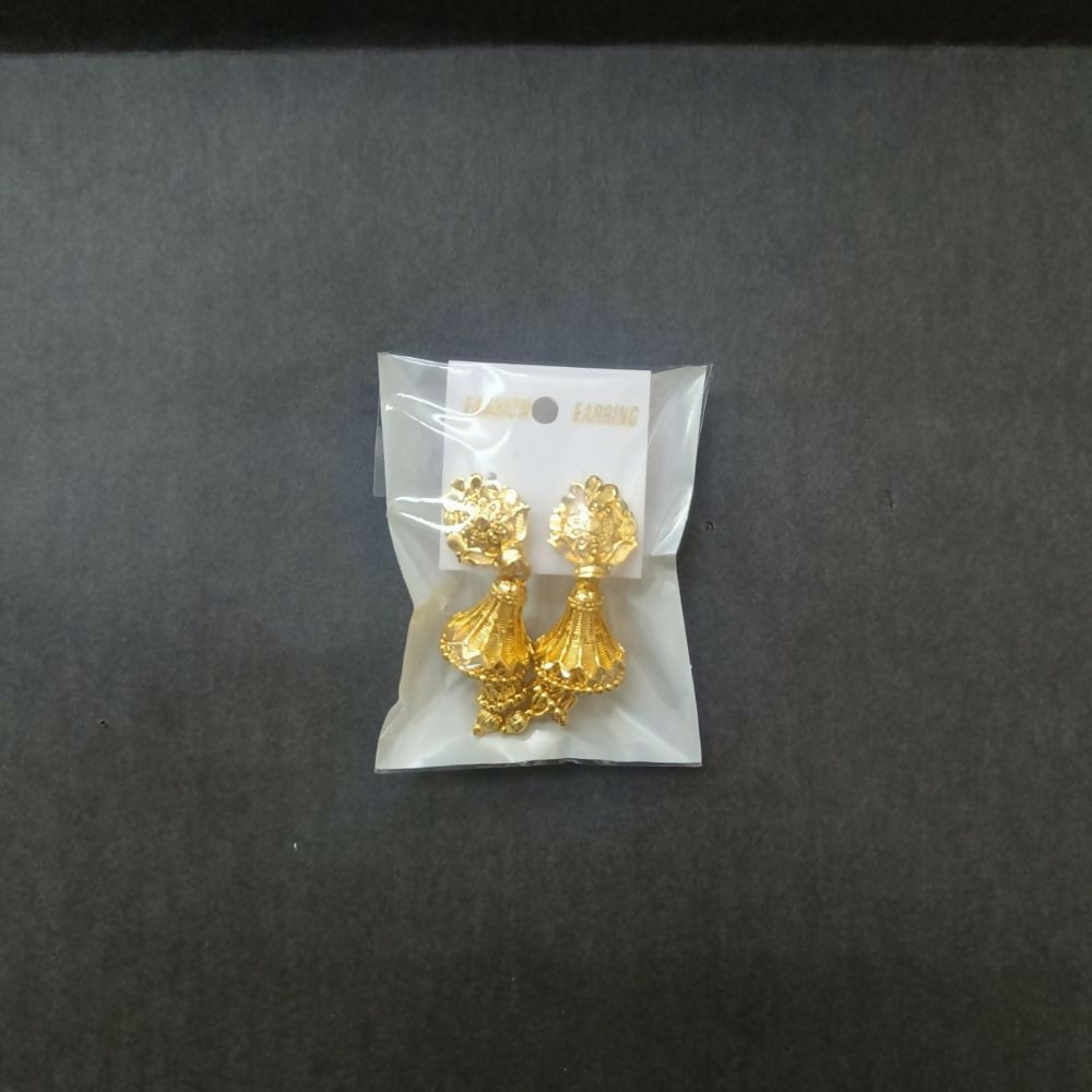 Elegant gold plated jhumki earrings, studio shot