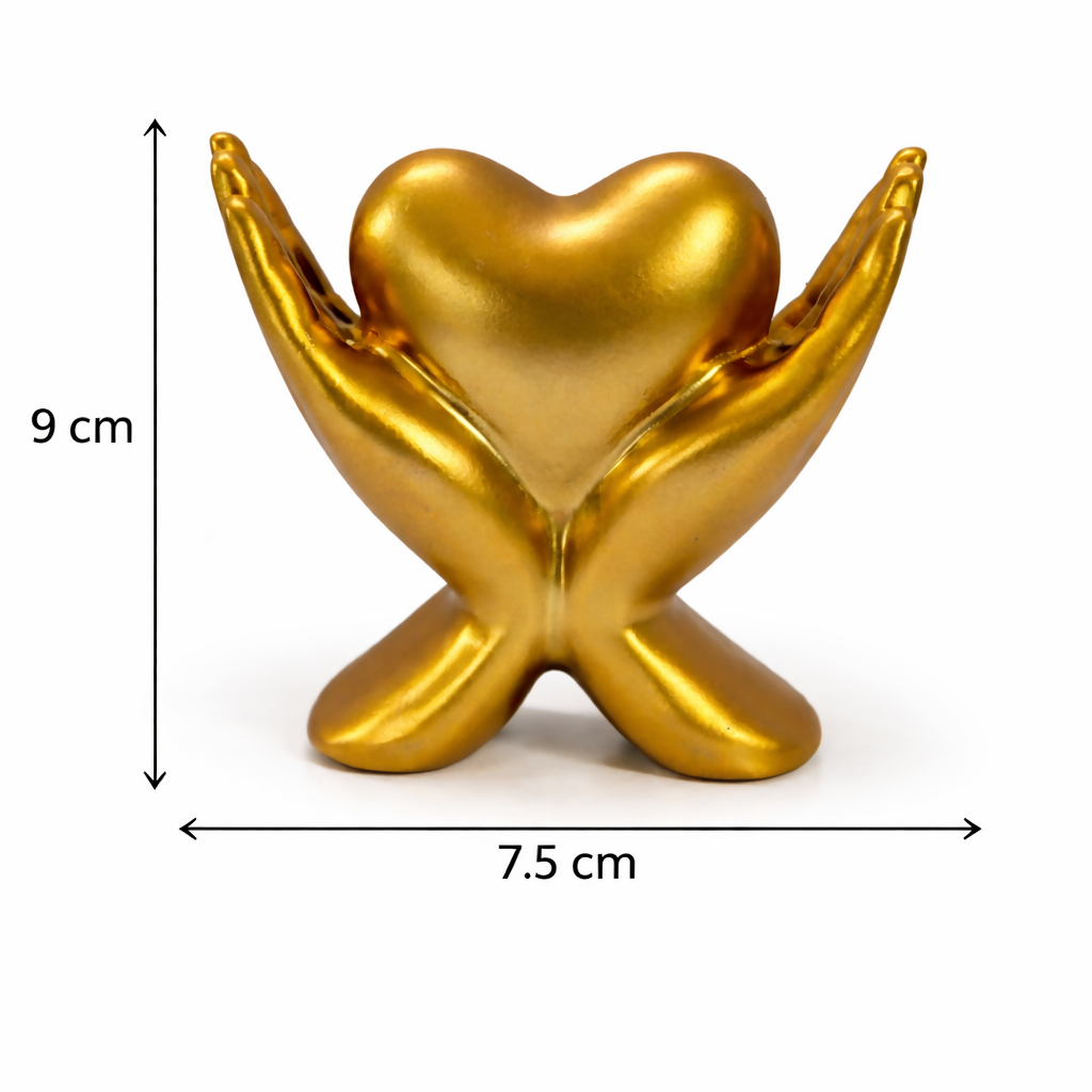Heart Sculpture Showpiece with Hand Holder | Decorative Gift for Home & Office