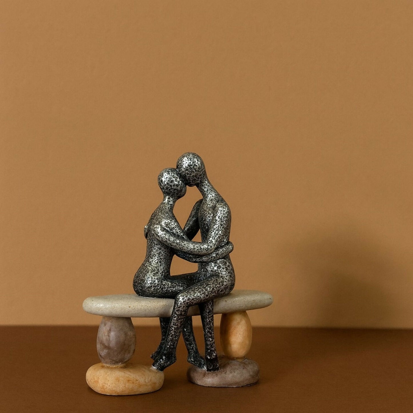 Romantic Couple Sitting on Bench Sculpture Showpiece for Home Decor Gift