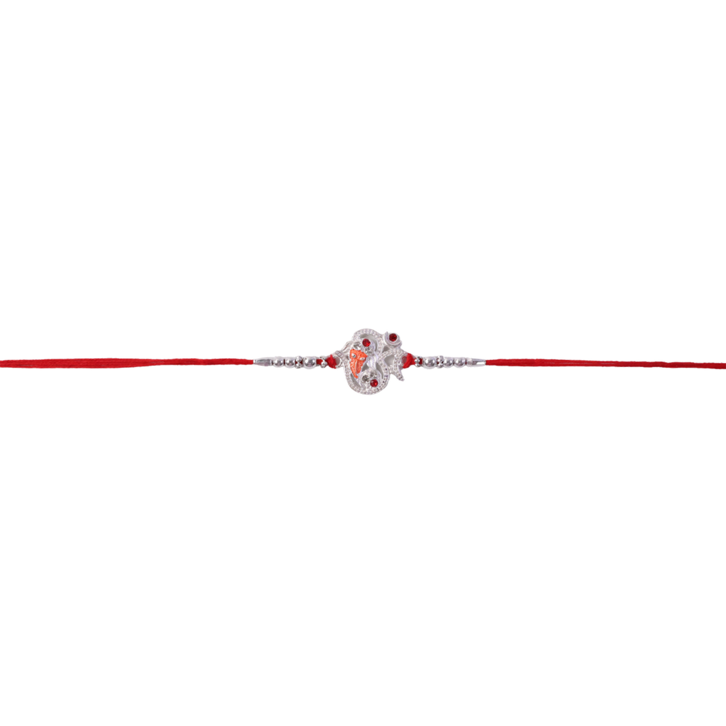 Silver Ganesh Rakhi Thread Bracelet (1 Pc)