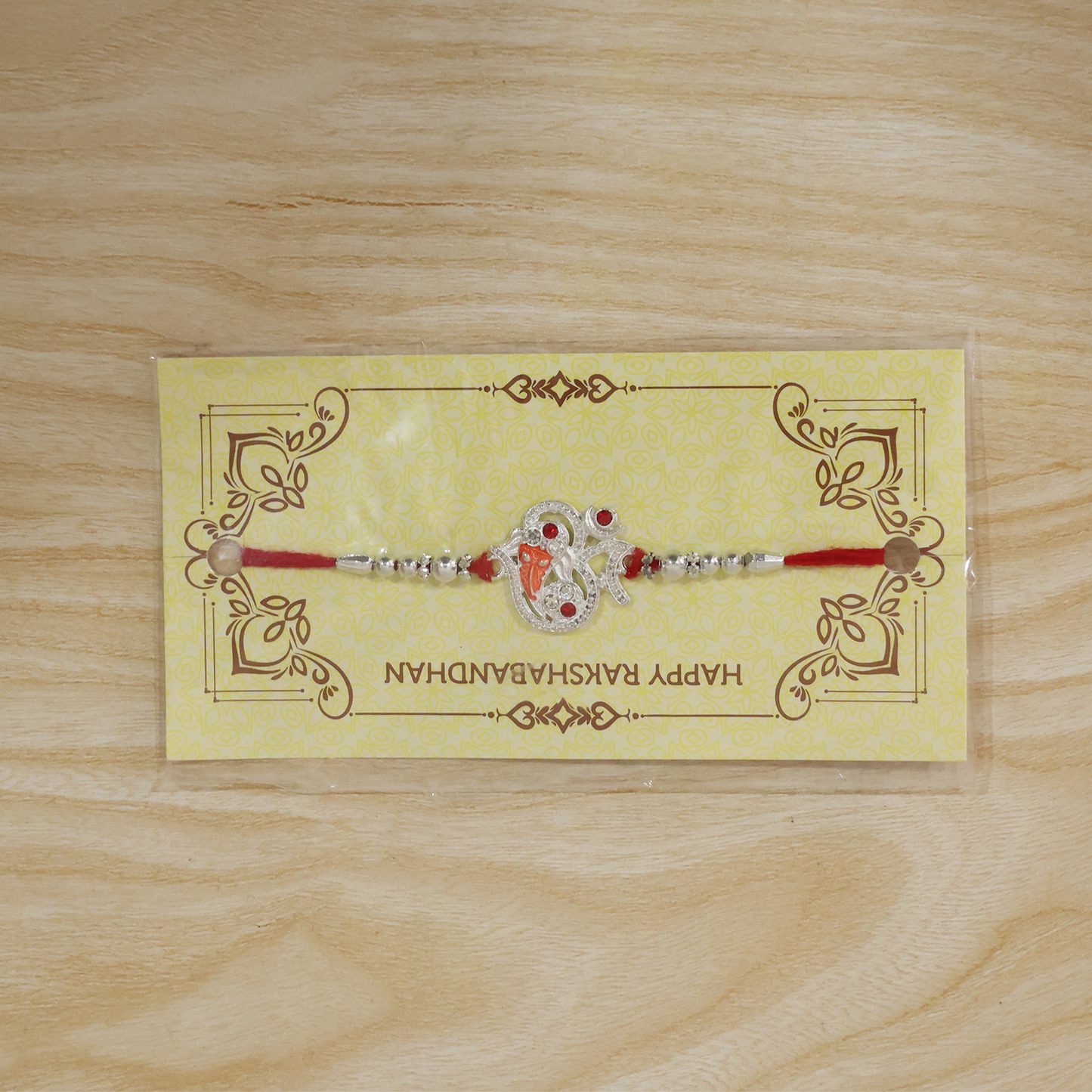 Silver Ganesh Rakhi Thread Bracelet (1 Pc)