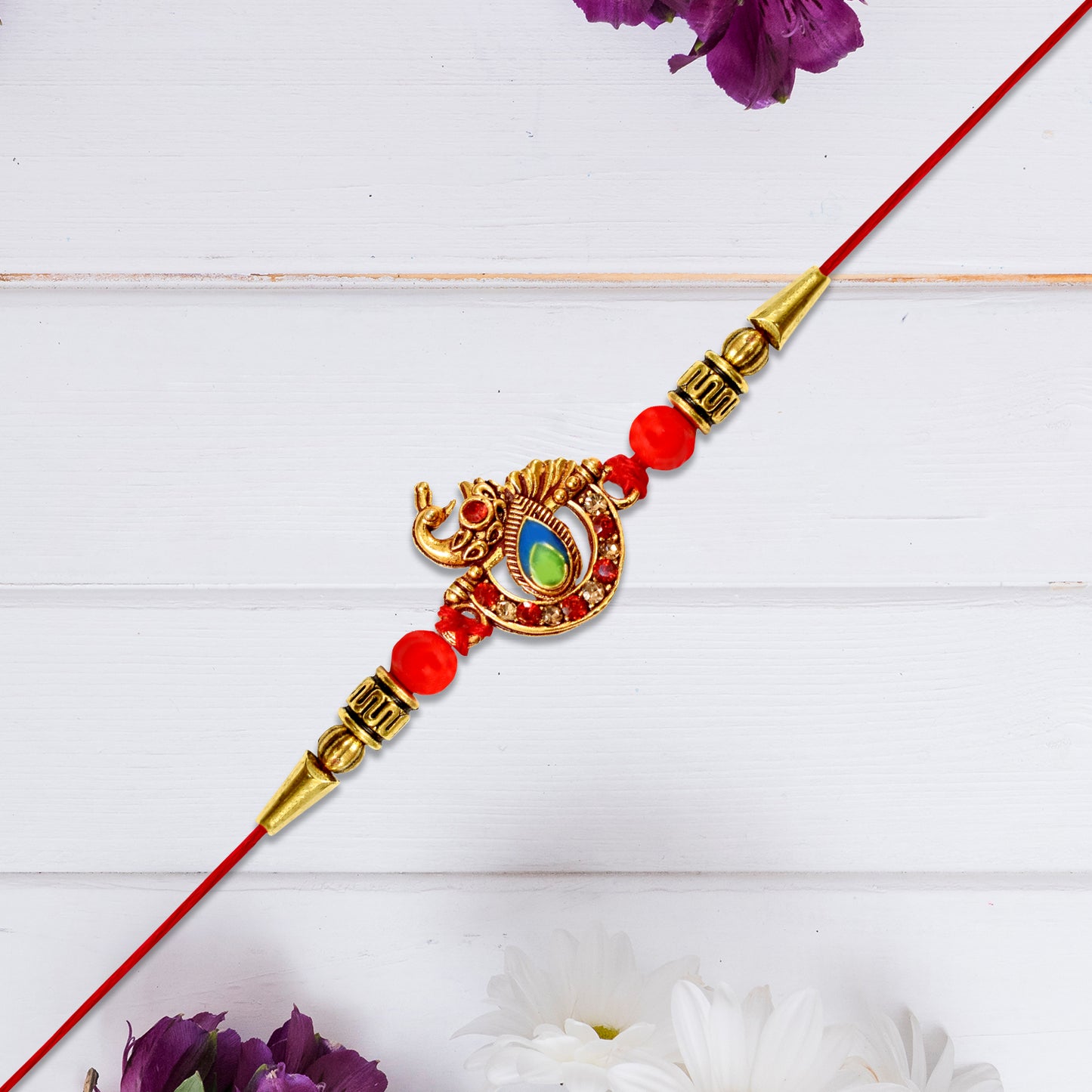 stone-studded Rakhi with thread (1 Pc)