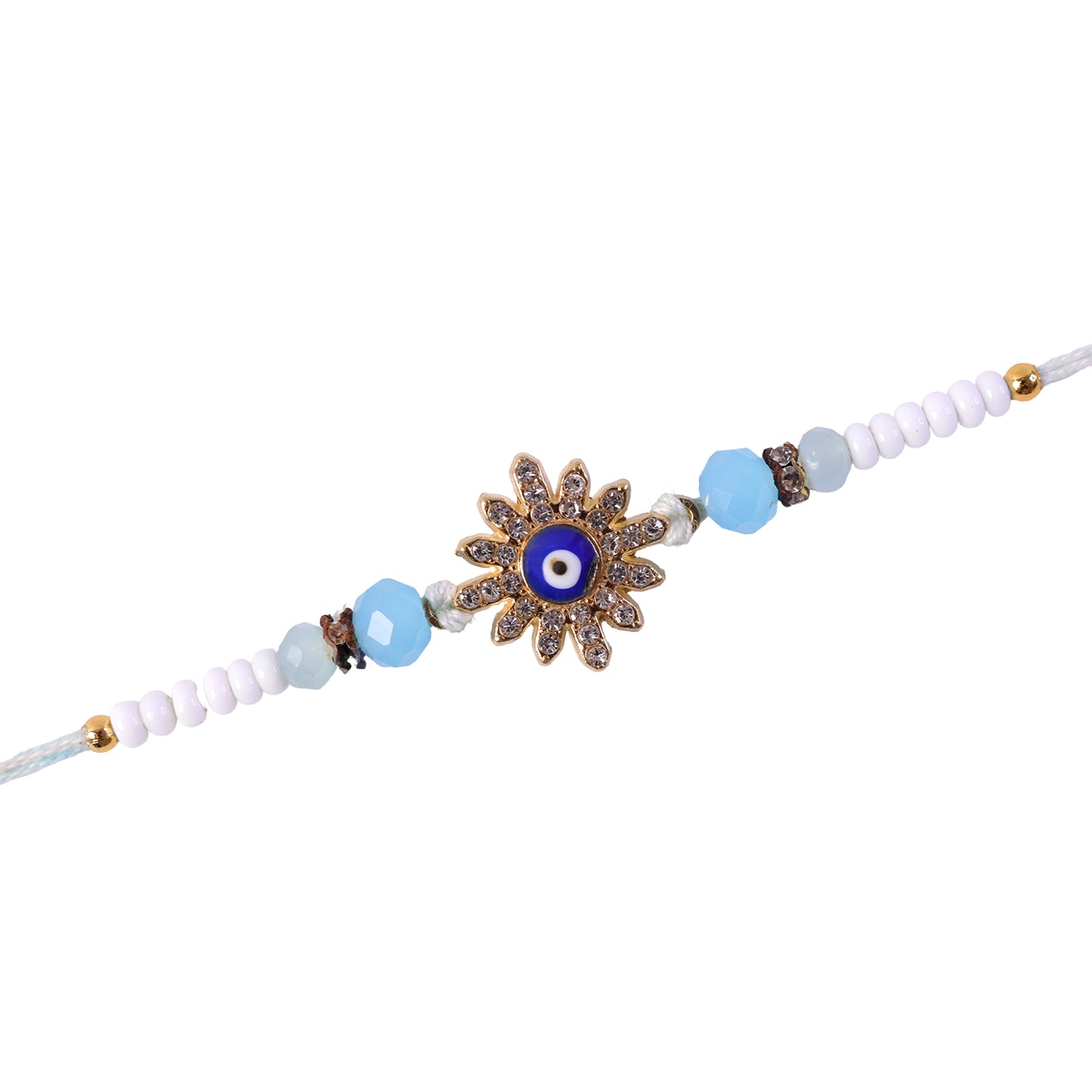 Designer Nazar Evil Eye Crystal Studded Beads Designer Rakhi