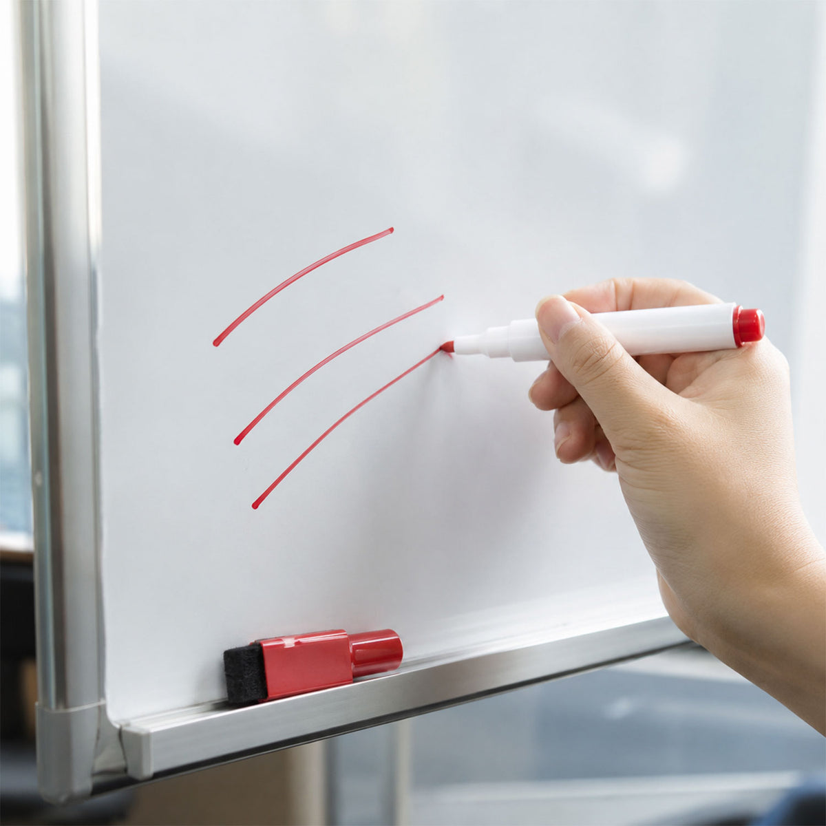 Vivid red dry wipe marker for classroom or office use