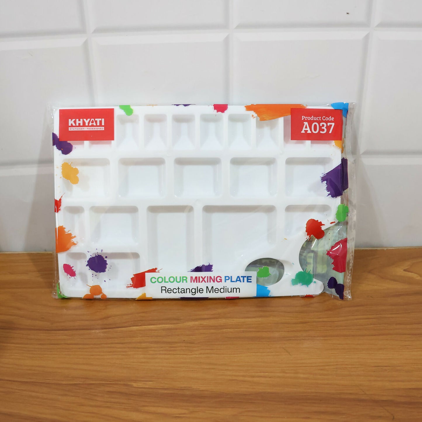 Khyati Colour Mixing Plate – Rectangle Medium Artist Palette with Multiple Compartments
