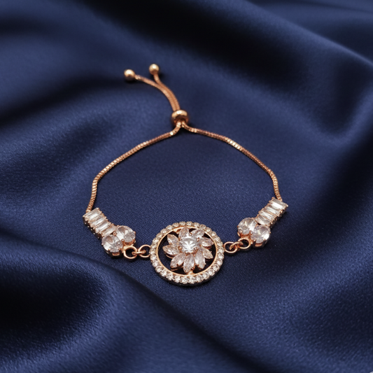 Sparkling AD Floral Design Bracelet For party wear