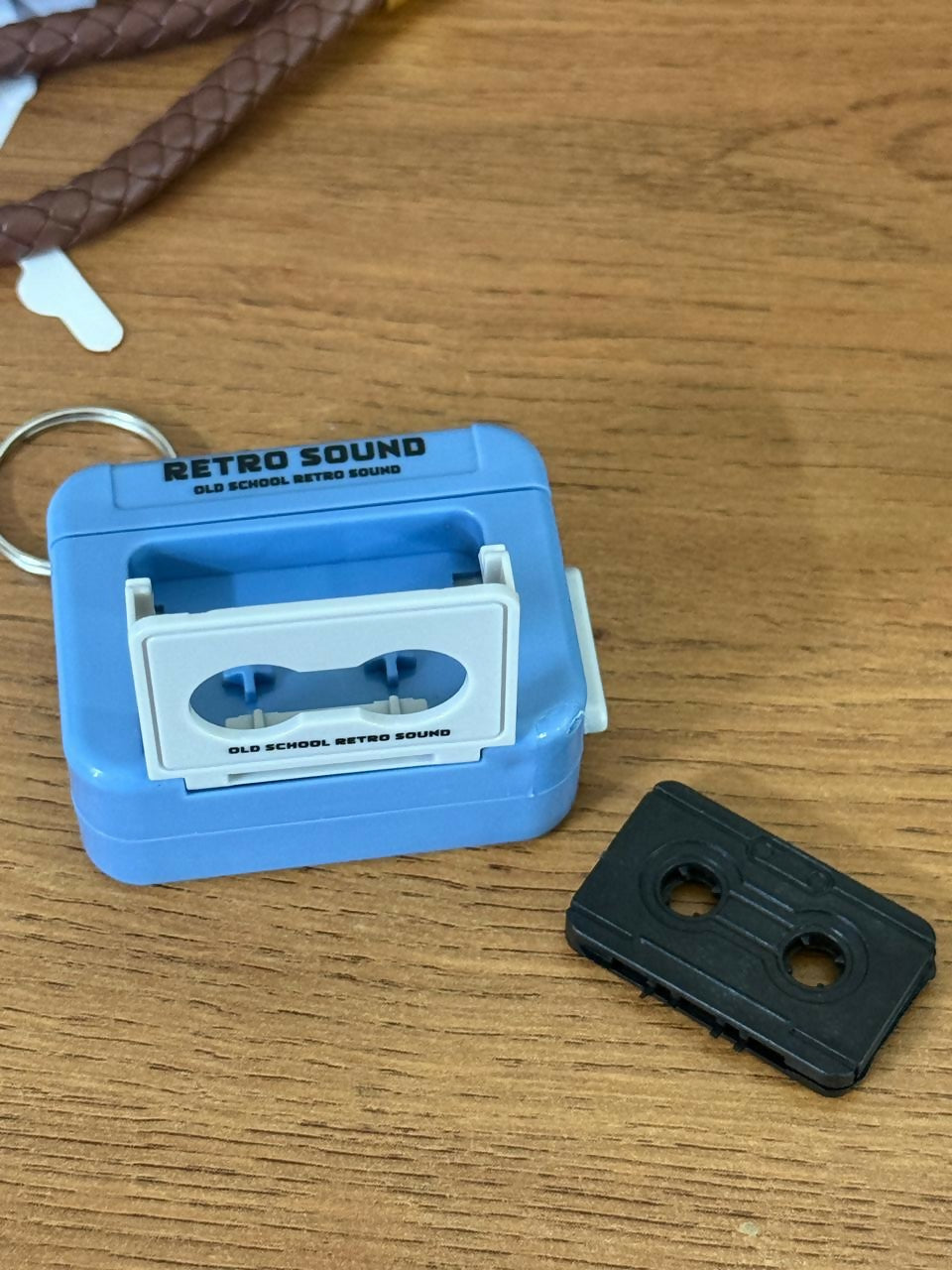 Retro Cassette Tape Keychain Sound Toy with Button Click Sound