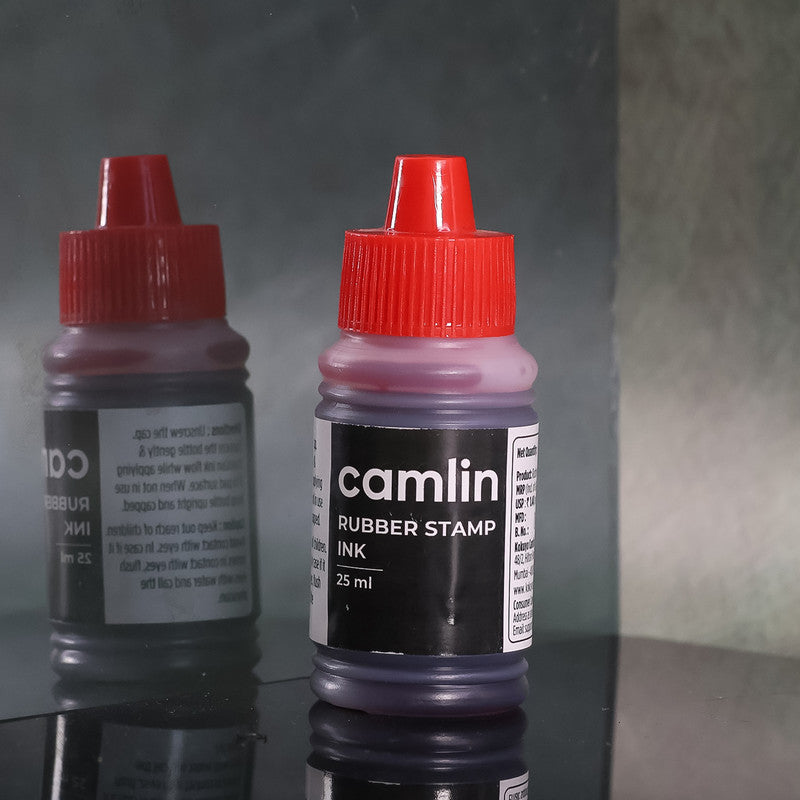 Camlin Rubber Stamp Ink Red – Quick-Dry Office Stamp Ink Bottle (25 ml)