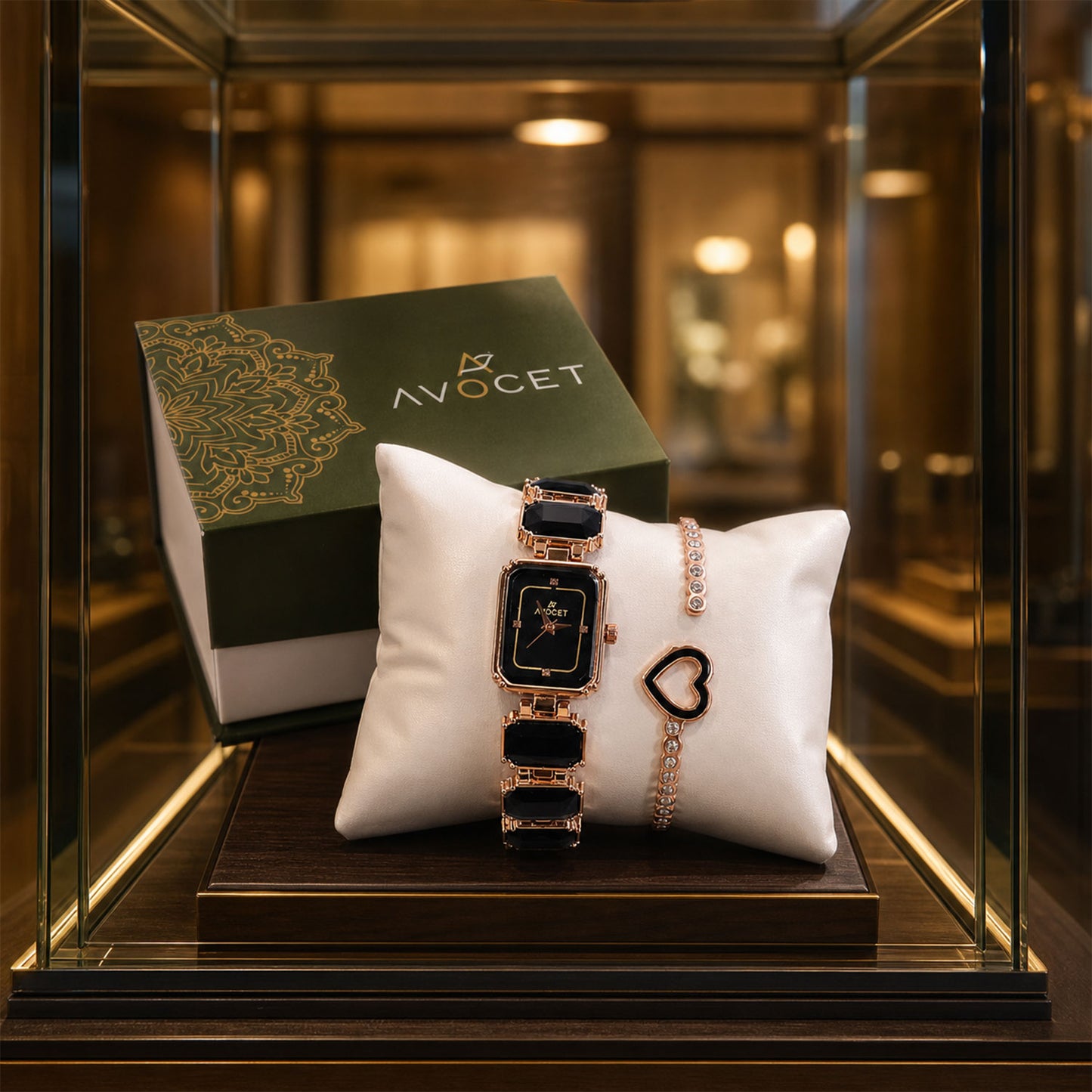 Black Dial Bracelet Strap Women's Analog Watch with Elegant Chronograph Style Design