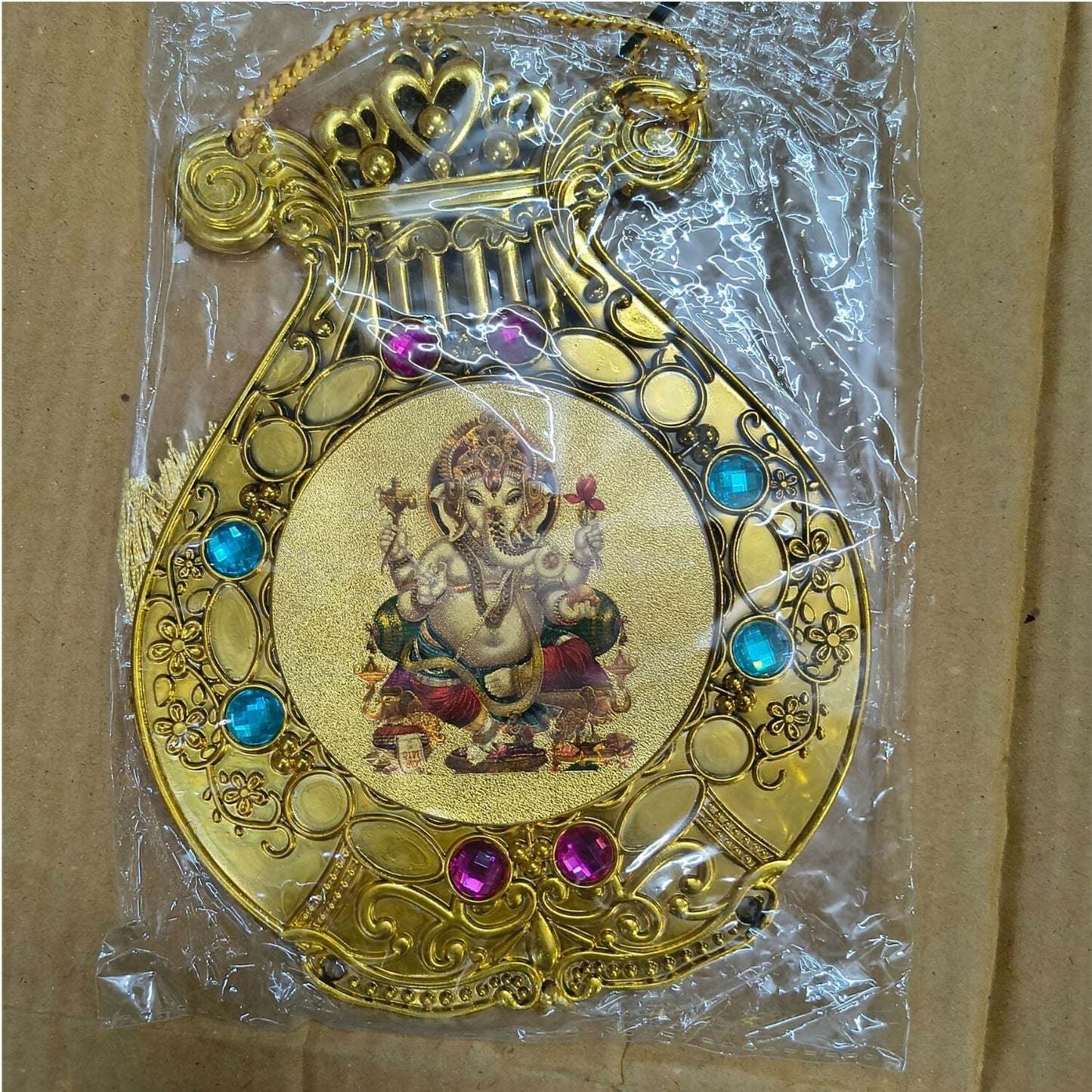 Golden Lord Ganesha Decorative Wall Hanging for Home Temple 1 Pc