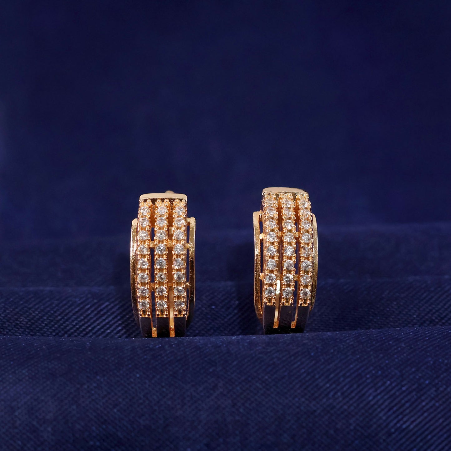 Gold Finish Crystal Hoop Earrings for Women