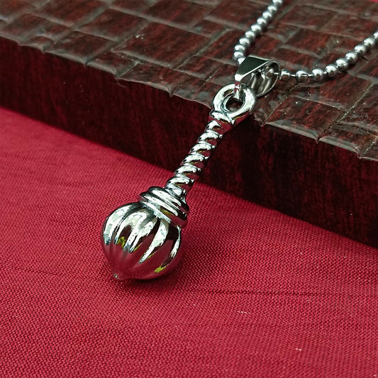 Hanuman Gada Silver Pendant with ball chain For Unisex