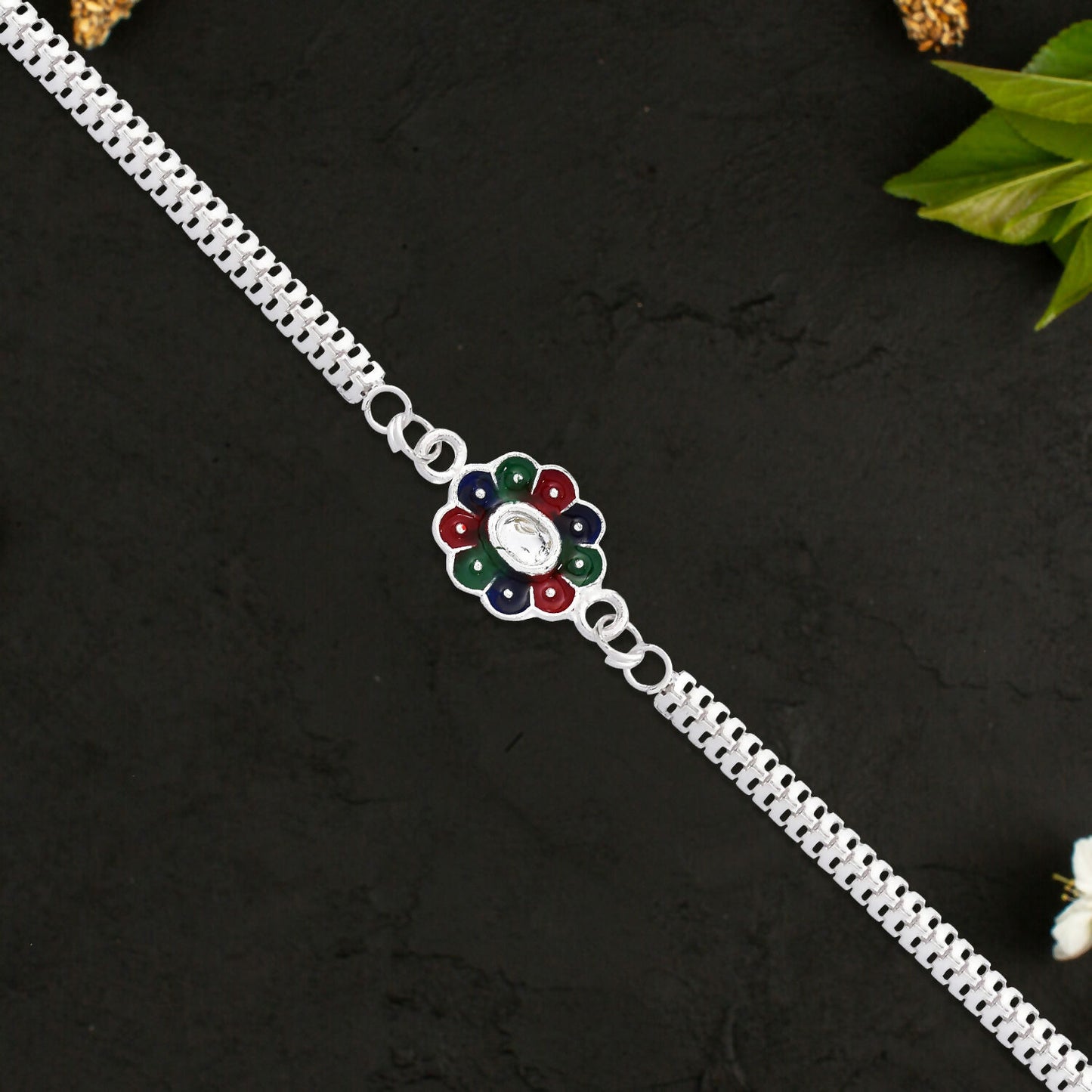 Close-up of Colorful Petal Rakhi Detailing