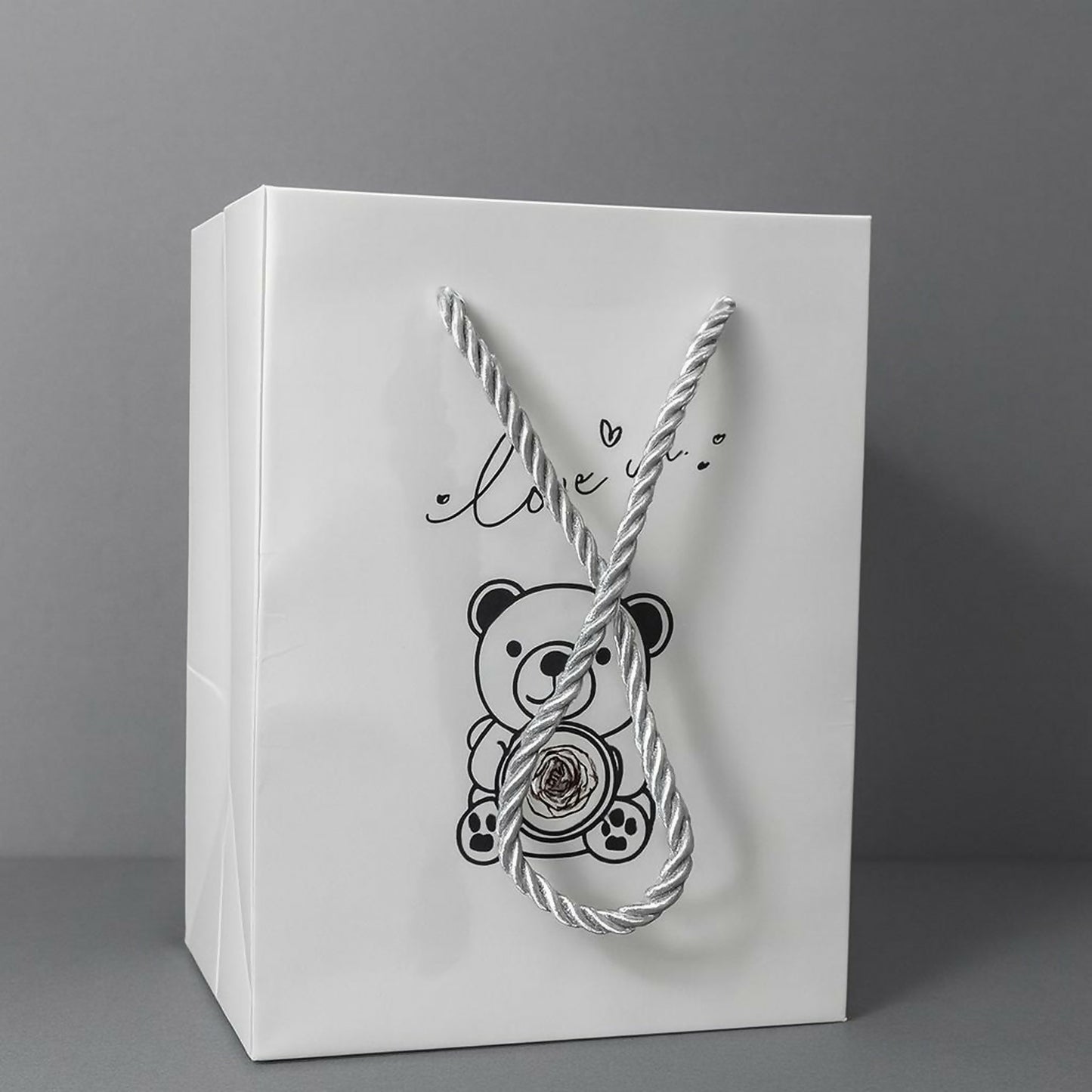 White Teddy Bear With Eternal Rose Gift Box | Romantic Love Gift for Her & Couples