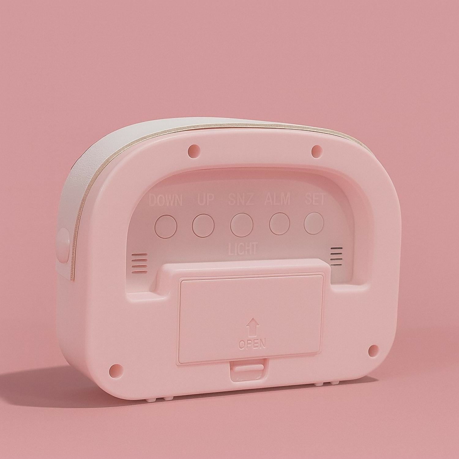 Pink Digital Alarm Clock with Backlight, Large LED Screen, Snooze Function, Temperature & Humidity Display, Battery Operated Desk & Bedside Clock for Kids, Girls, Bedroom & Office