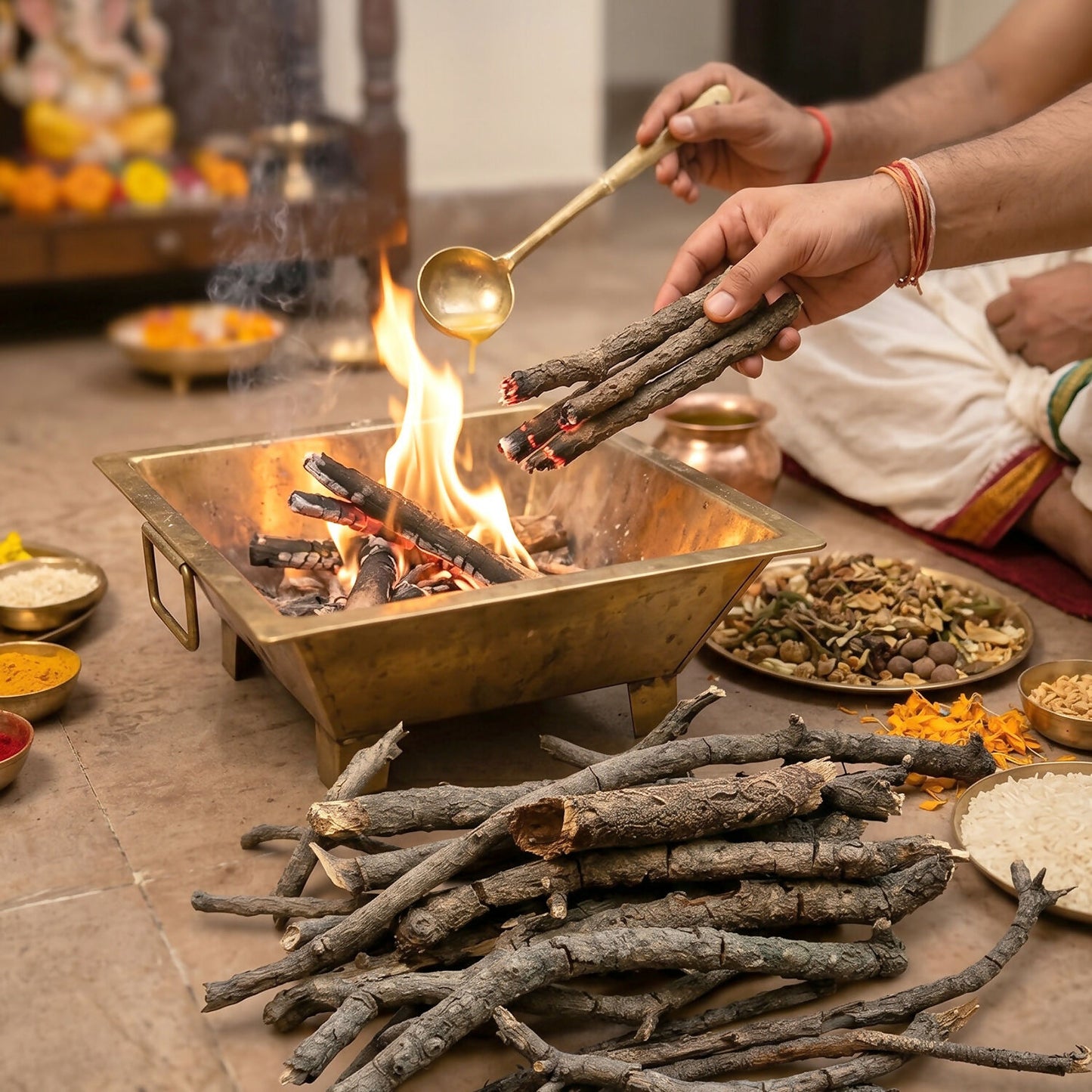 Natural Havan Wood Sticks for Puja Rituals Samidha Sacred Fire Wood (1 Kg)