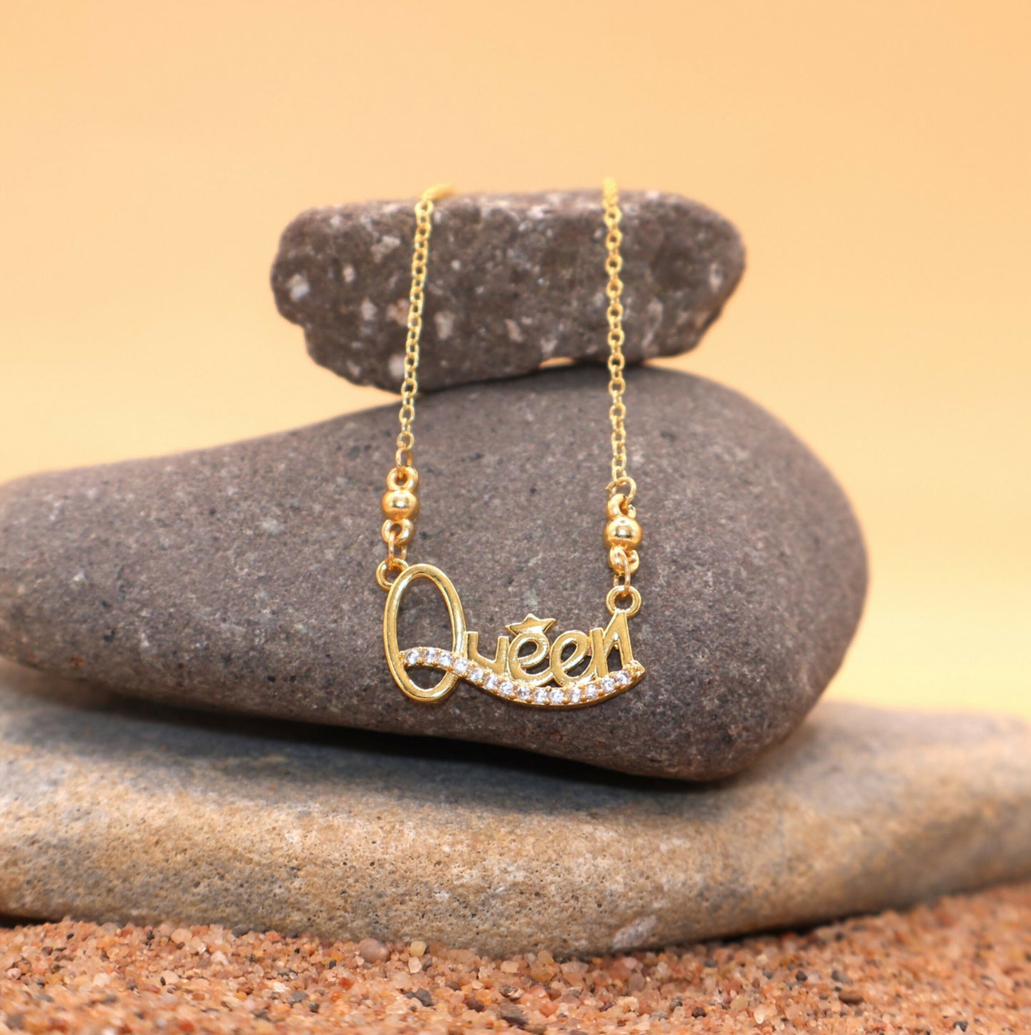 Gold Plated Queen Necklace with AD for women and girls