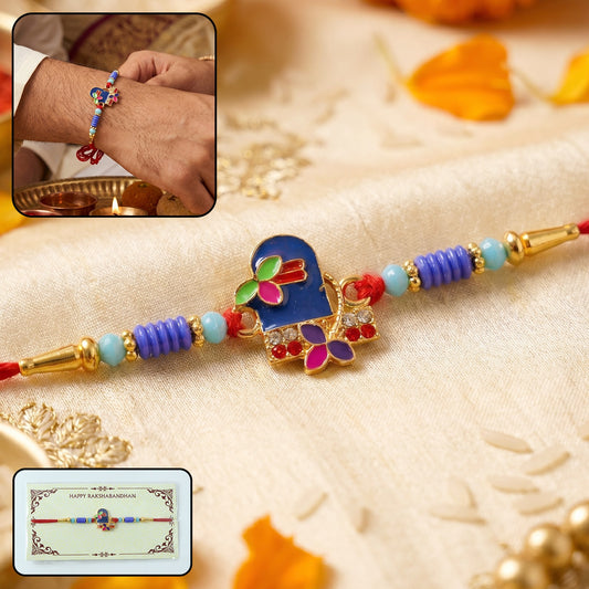 Royal Blue Shiv Designer Rakhi with soft thread