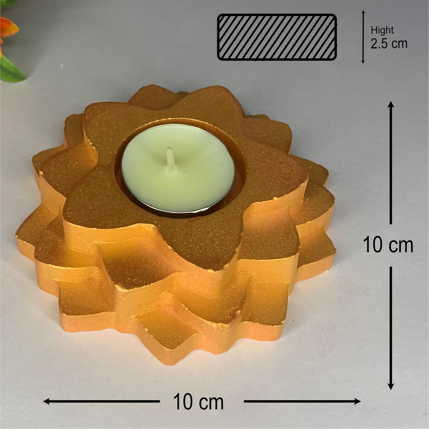 Handmade Flower 4-Step Diya – Rose Gold | Layered Tealight Holder for Diwali, Pooja & Home Décor | Unique Festival Gift Item