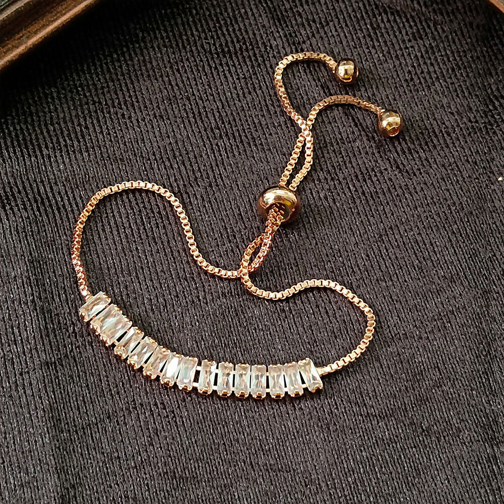 Rose Gold Plated Stone Adjustable Bracelet