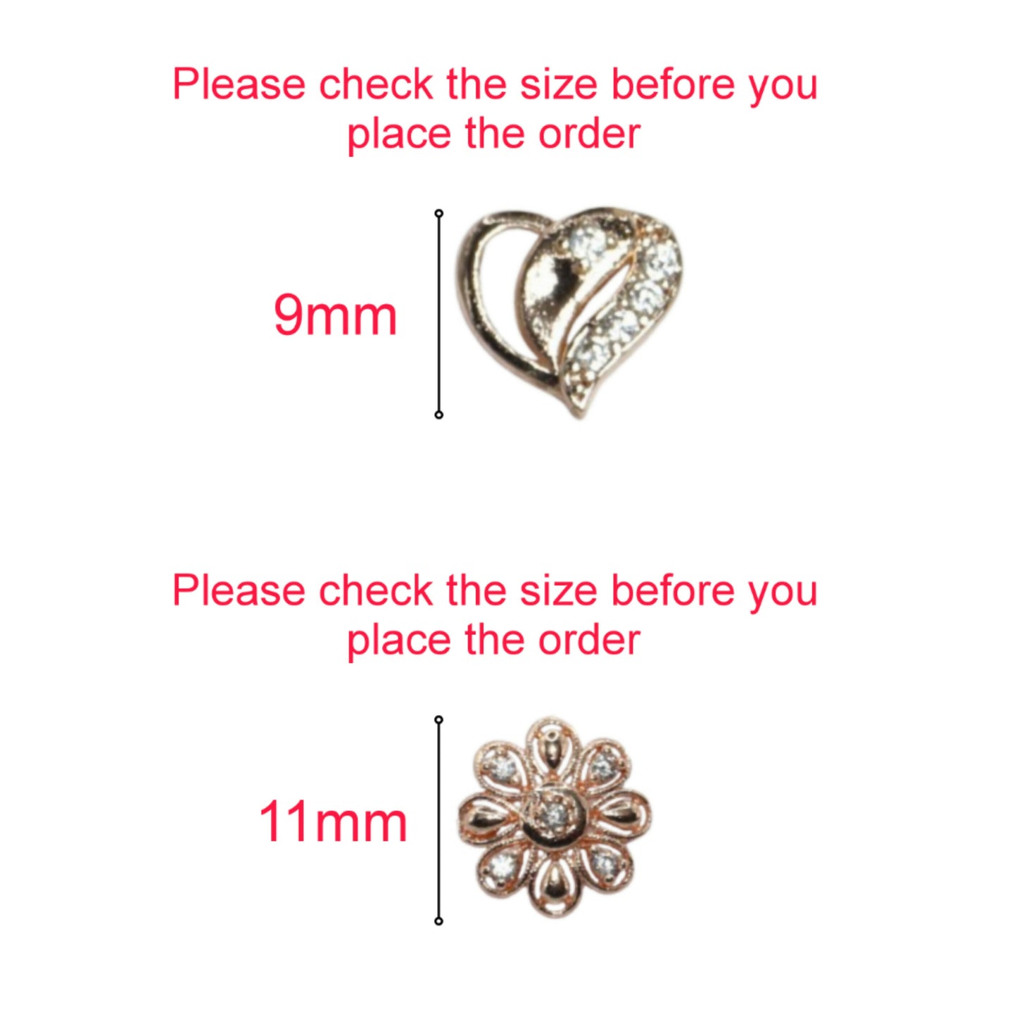 Rose Gold AD Stud Earrings - Flower & Heart Shape Daily Wear for women and girls Combo Pack of 2