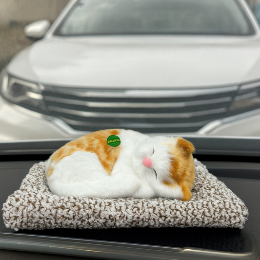 Lifelike Sleeping Cat Dashboard Toy for Car Interior Décor