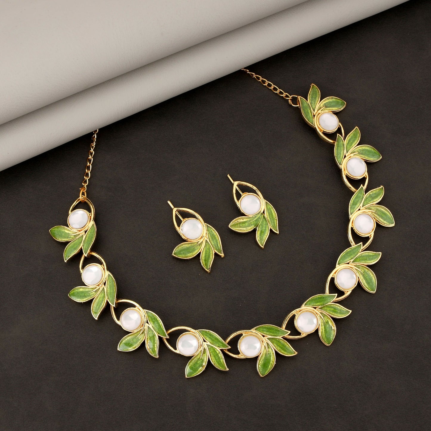 Gold-Toned American Diamond Floral Drop Set