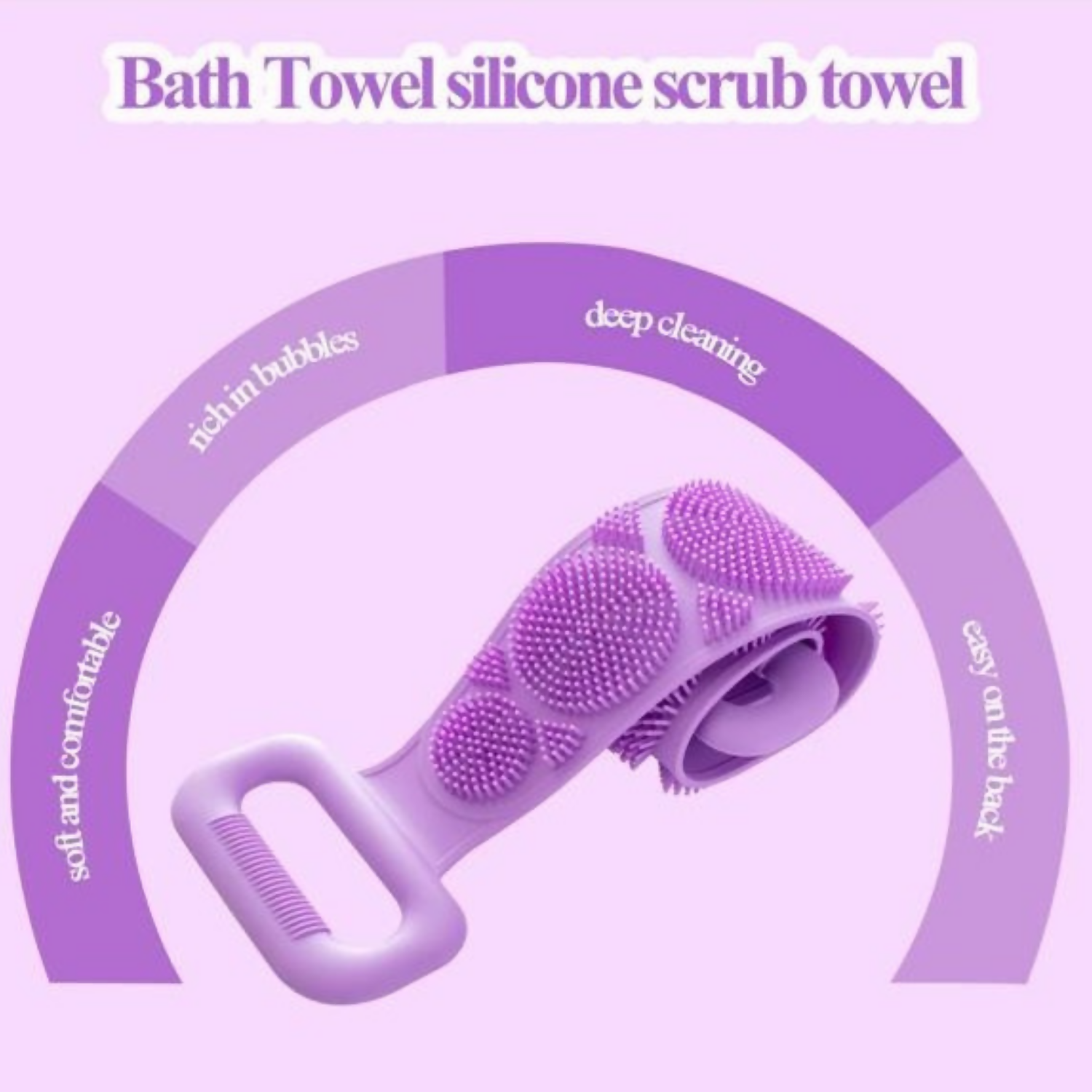 Set of 4 Silicone Bath Body Scrub Belt | Double-Sided Exfoliating Back Scrubber with Handle | Soft Food-Grade Silicone Massage Brush for Deep Cleaning, Dead Skin Removal & Relaxing Bath Experience