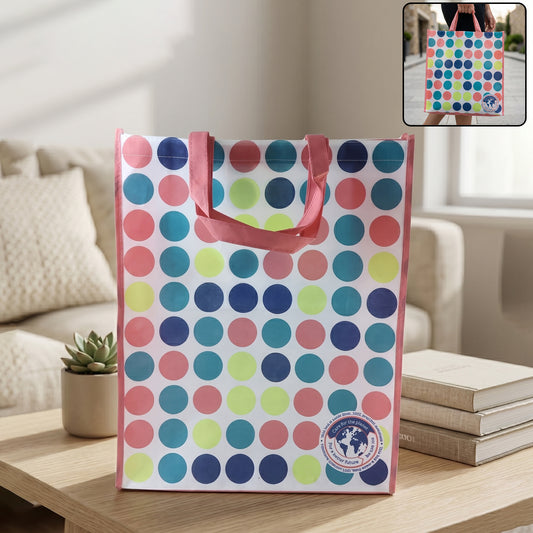 Large reusable printed shopping tote bag