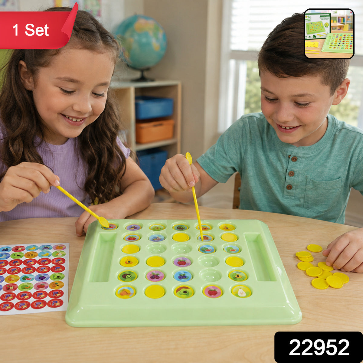 Flip and Match Fruit Memory Board Game for Kids Brain Learning Fun (1 Set)