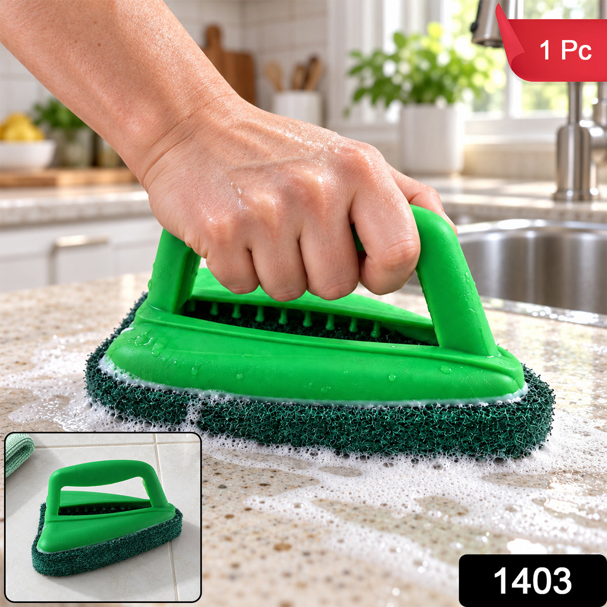 Bathroom Tile Scrubber – Abrasive Head & Handle | Pro Clean